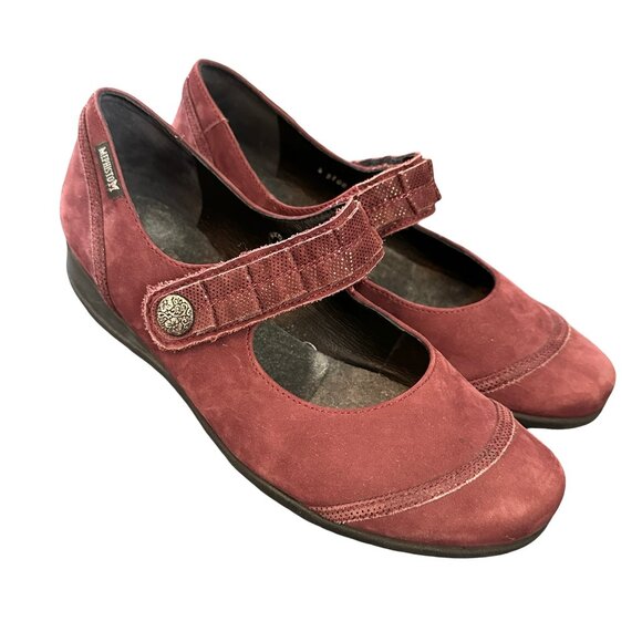 Mephisto Burgundy Suede Mary Jane Shoes Size 7.5 Comfort Flats - Picture 1 of 7